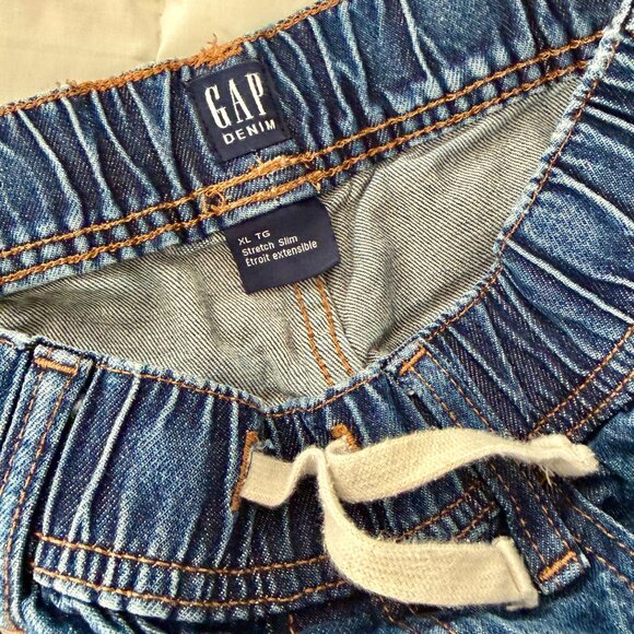 Gap Kids Slim Stretch Pull On Elastic Waist Denim Jeans Size XL / Size 12 - Picture 6 of 7